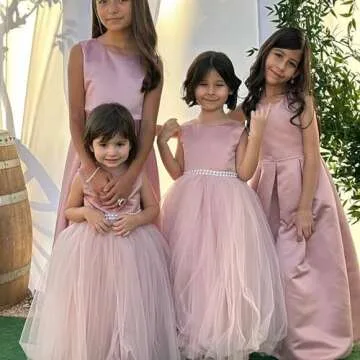 MCieloLuna Backless Bow-Knot Flower Girl Dresses for Wedding Birthday Party First Communion Dress Tulle Princess Pageant Ball Gowns Pink Size 8