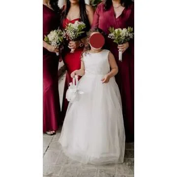 MCieloLuna Backless Bow-Knot Flower Girl Dresses for Wedding Birthday Party First Communion Dress Tulle Princess Pageant Ball Gowns Pink Size 8