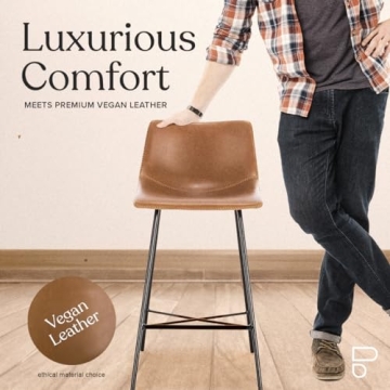 Poly and Bark Counter Stool 24 inches - Counter Height Bar Stools Set of 3 - Sturdy Kitchen Stools with Backs - Comfortable Bar Chair - Modern Countertop-High Chairs, Kitchen Island Barstools – Tan