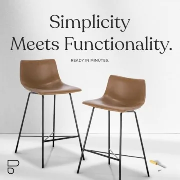 Poly and Bark Counter Stool 24 inches - Counter Height Bar Stools Set of 3 - Sturdy Kitchen Stools with Backs - Comfortable Bar Chair - Modern Countertop-High Chairs, Kitchen Island Barstools – Tan