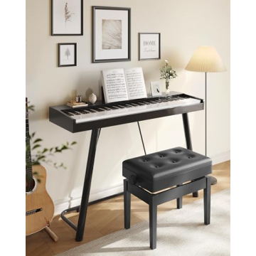 SONGMICS Adjustable Piano Bench with Storage for Musicians
