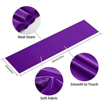 YUHX Pack of 10 Satin Table Runner 12 x 108 Inches Long,Purple Table Runners for Wedding, Birthday Parties, Banquets Decorations（Purple,10 Pack）