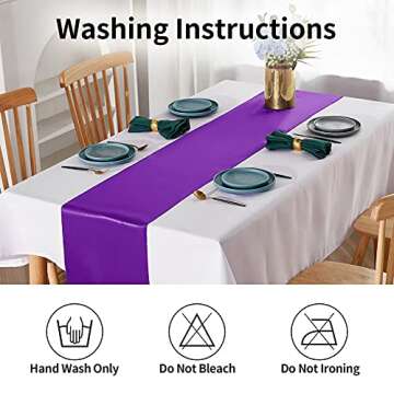 YUHX Pack of 10 Satin Table Runner 12 x 108 Inches Long,Purple Table Runners for Wedding, Birthday Parties, Banquets Decorations（Purple,10 Pack）