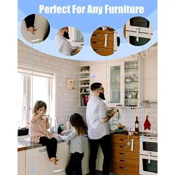 Fridge Locks,Refrigerator Door Lock,Child Proof Safety Cabinet Lock with Strong 3M Adhesives,Fridge Locks for Kids,Adjustable Strap Multi-Purpose for Cabinet,Drawers,Freezer,Oven (2 Count (Pack of 1))