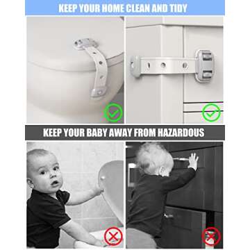 Fridge Locks,Refrigerator Door Lock,Child Proof Safety Cabinet Lock with Strong 3M Adhesives,Fridge Locks for Kids,Adjustable Strap Multi-Purpose for Cabinet,Drawers,Freezer,Oven (2 Count (Pack of 1))