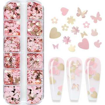 Cute Nail Glitter Sequins - 12 Grids Nail Art Supplies