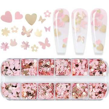 Cute Nail Glitter Sequins - 12 Grids Nail Art Supplies