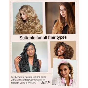 Heatless Hair Curler,Blowout Heatless Curls Overnight,No Heat Curling Rod Set with Silk Bonnet for Sleep in,Pink