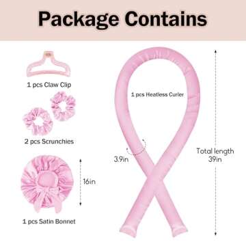 Heatless Hair Curler,Blowout Heatless Curls Overnight,No Heat Curling Rod Set with Silk Bonnet for Sleep in,Pink