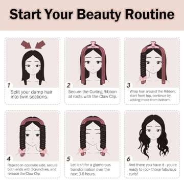 Heatless Hair Curler,Blowout Heatless Curls Overnight,No Heat Curling Rod Set with Silk Bonnet for Sleep in,Pink