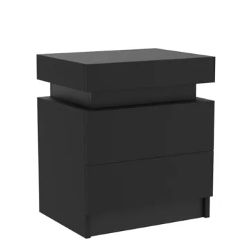 Modern HOMMPA LED Nightstand with Remote & Drawers