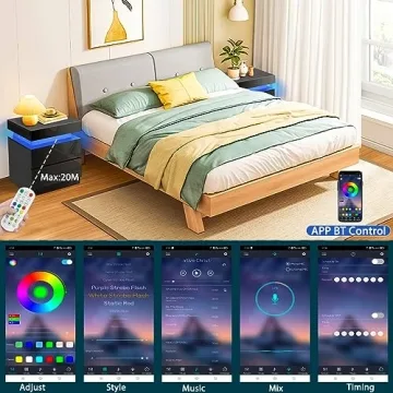 Modern HOMMPA LED Nightstand with Remote & Drawers