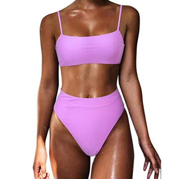 Stylish MOSHENGQI Purple High Waisted Bikini Set for Women