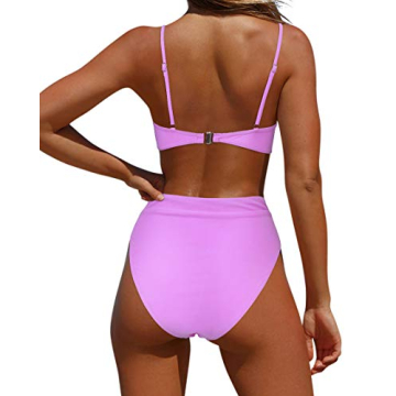 Stylish MOSHENGQI Purple High Waisted Bikini Set for Women