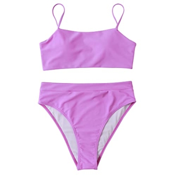 Stylish MOSHENGQI Purple High Waisted Bikini Set for Women