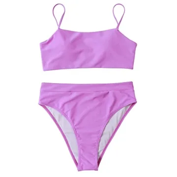 Stylish MOSHENGQI Purple High Waisted Bikini Set for Women