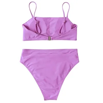 Stylish MOSHENGQI Purple High Waisted Bikini Set for Women