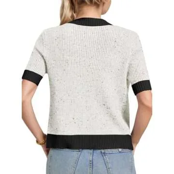 Stylish LCXWFE Women's Cropped Cardigan Sweater with Pockets