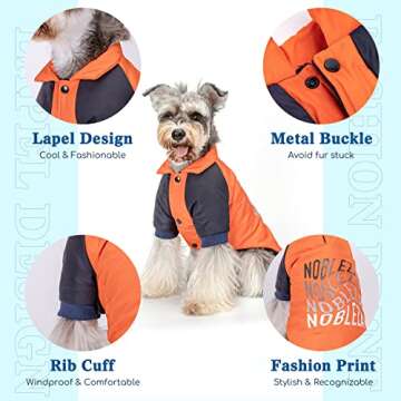 Dog Jacket, Nobleza Waterproof & Windproof Fleece Lined Dog Winter Coat with Leash Hole, Fashion Per...