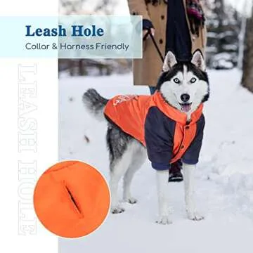 Dog Jacket, Nobleza Waterproof & Windproof Fleece Lined Dog Winter Coat with Leash Hole, Fashion Personality Dog Cold Weather Coats for Cold, Wet, Windy and Snowy Day(Orange M)