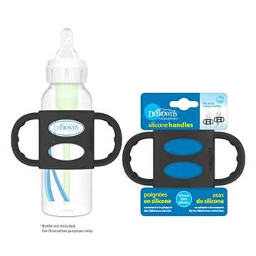 Dr. Brown’s® Milestones™ 100% Silicone Baby Bottle Handles, Narrow, Black, 1-Pack