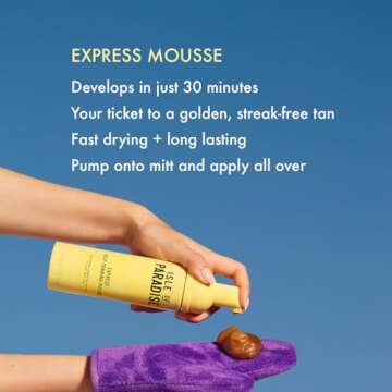 Isle of Paradise Express Self Tanning Mousse - 30 Min Fast Developing Self Tanner - Color Correcting Actives for Even Skin Tone - Vegan and Cruelty Free Sunless Tanning Foam Mousse - 6.76 fl oz
