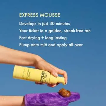 Isle of Paradise Express Self Tanning Mousse - 30 Min Fast Developing Self Tanner - Color Correcting Actives for Even Skin Tone - Vegan and Cruelty Free Sunless Tanning Foam Mousse - 6.76 fl oz