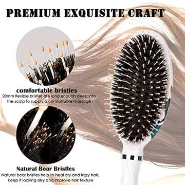Hair Brush, Boar Bristle Hair Brushes for Women Kids Thick Curly Wet Dry Hair, Smoothing Detangling ...
