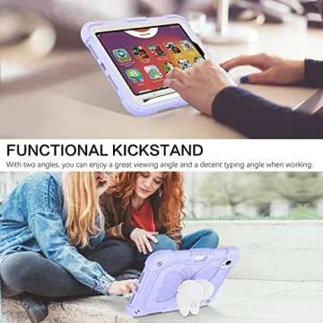 BENTOBEN for iPad Mini 7 A17 Pro Case, for iPad Mini 7th/6th Generation Case (2024/2021) with Pencil Holder Kickstand Heavy Duty Shockproof Bumper Protective Girl Boy Kids Tablet Cover, Purple Design