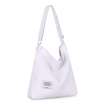 Covelin Women's Retro Large Size Canvas Shoulder Bag Hobo Crossbody Handbag Casual Tote Ash Grey