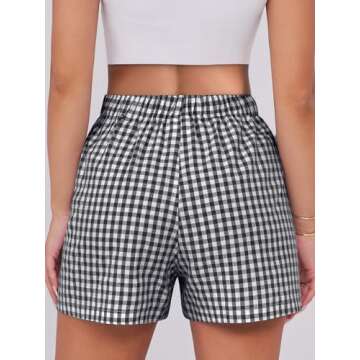 ANRABESS Boxer Shorts Women Gingham Plaid Casual Summer