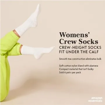 Casual Crew Socks 6 Pairs for Women - Black Size 6-9