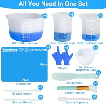 Teexpert Silicone Resin Measuring Cups Tool Kit - Complete Set with Essential Tools