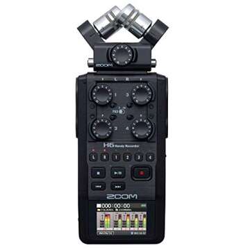 Zoom H6 All Black 6-Input /6-Track Portable Handy Recorder with Single Mic Capsule Bundle with 2X 32GB Memory Card + Protective Case + 4 AA Batteries and Charger + Accessories (7 Items)
