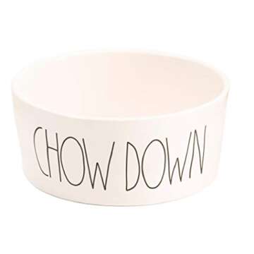 YSECTL Rae Dunn Chow Down Large 8" Ceramic Pet Dog Bowl - White