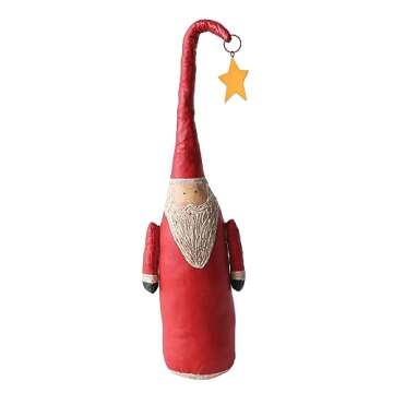 Creative Co-Op Hand Painted Canvas Santa with Hat Decoration