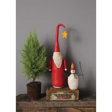Creative Co-Op Hand Painted Canvas Santa with Hat Decoration