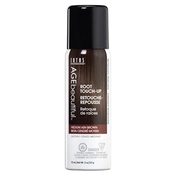 AGEbeautiful Root Touch-Up Hair Color Spray - Medium Ash Brown - 2 Fl Oz | Water & Sweat Resistant, ...