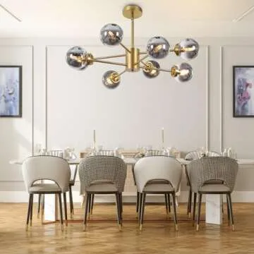Modern 8-Light Sputnik Chandelier with Glass Globes