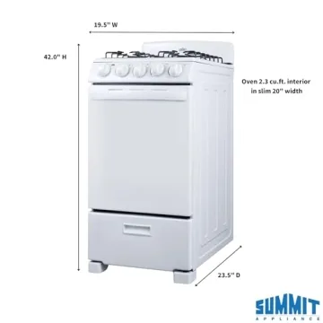 Summit 20 Gas Range with 4 Burners for Small Kitchens