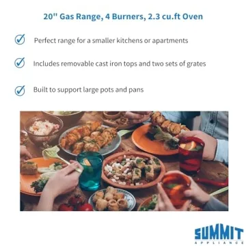Summit 20 Gas Range with 4 Burners for Small Kitchens
