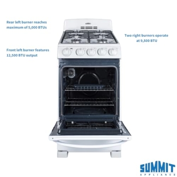 Summit 20 Gas Range with 4 Burners for Small Kitchens