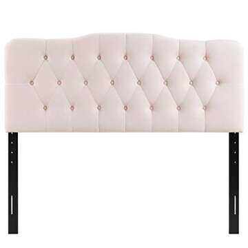 Modway Annabel Diamond Tufted Performance Velvet Full Headboard in Pink