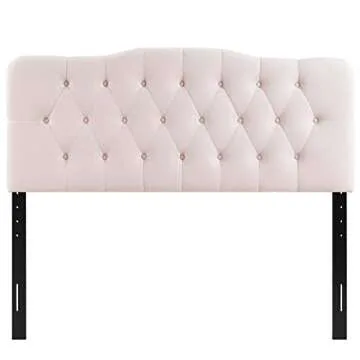 Modway Annabel Diamond Tufted Performance Velvet Full Headboard in Pink