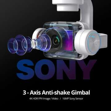 Potensic Dreamer Pro 4K GPS Drones with 3-Axis Gimbal Camera for Adults, Brushless Motor FPV Drone 2KM Transmission Range, 28mins Flight, Auto-Return, Quadcopter with Metal Carry case and 32G SD Card