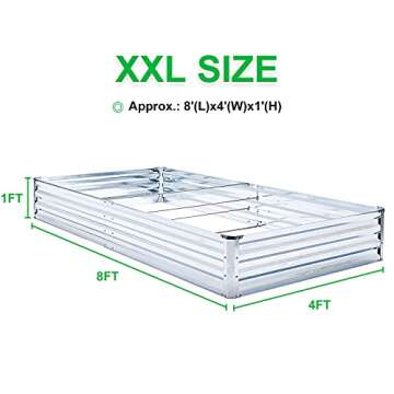 Mofesun Galvanized Raised Garden Bed Kit - Metal Raised Bed Garden 4'x8'x1' for Flower Planters, Vegetables Herb