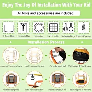 Goplus 60 Inch Kids Trampoline with Safety Enclosure Net, 330 LBS 3-in-1 Mini Trampoline w/Swinging Rings, Heights Adjustable Horizontal Bar, 5 FT Indoor Outdoor Toddler Recreational Trampoline