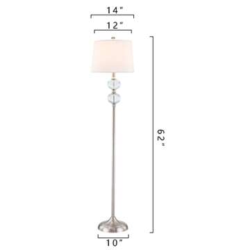 Maxax Floor Lamp 65" Standing Lamp with Blue 2 Glass Stacked Ball, 3-Way Dimmable Tall Pole Lamp with White Fabric Shade for Bedroom Office Living Room