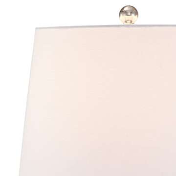 Maxax Floor Lamp 65" Standing Lamp with Blue 2 Glass Stacked Ball, 3-Way Dimmable Tall Pole Lamp with White Fabric Shade for Bedroom Office Living Room