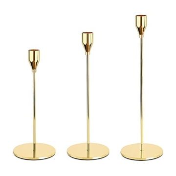Urban Deco Gold Taper Candle Holders - Pack of 3